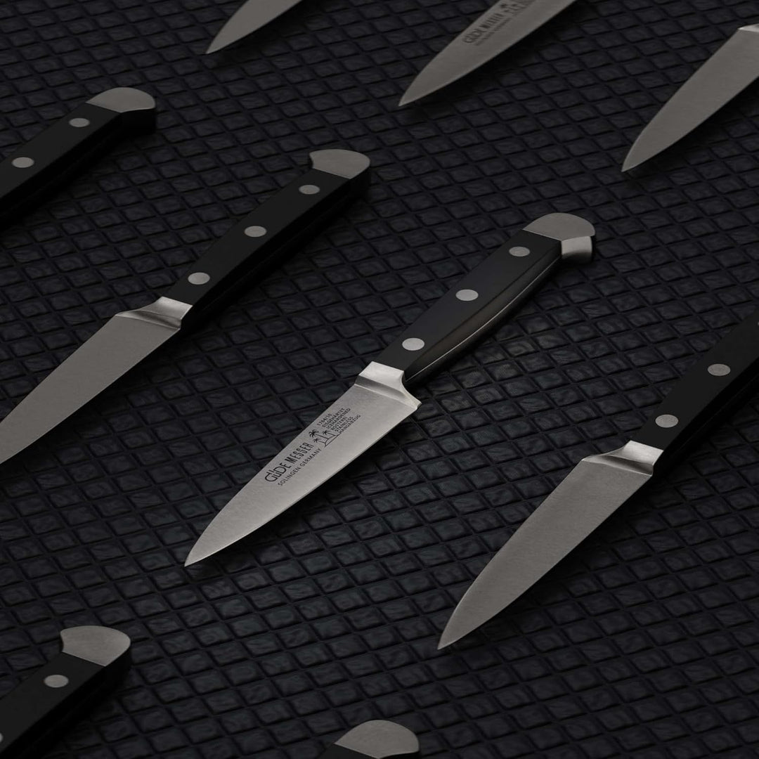 GÜDE Solingen - Spickmesser geschmiedet, 10 cm, POM schwarz, ALPHA, Office Messer, Doppelkropf, Hand