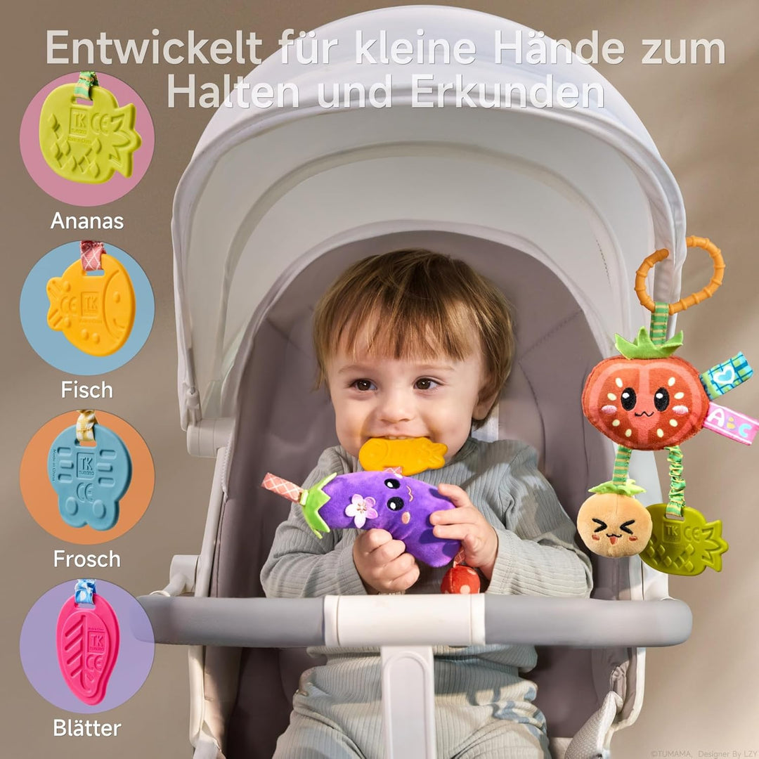 TUMAMA KIDS 4 - Pack Hängende Baby Rassel Spielzeug, Kinderwagen Spielzeug für 0 3 6 9 12 Monate Bab