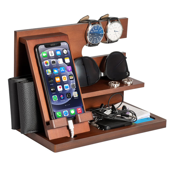 Geschenke für Männer Holz Telefon Dockingstation Männer Nachttisch Organizer Weihnachten Männer Gesc