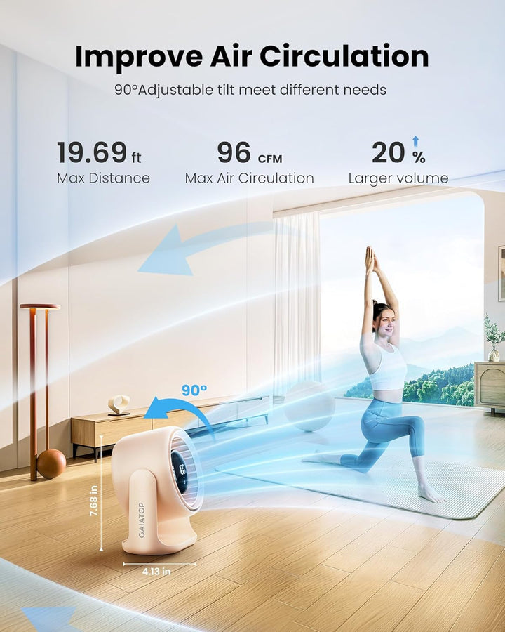 gaiatop Schreibtischventilator mit Touch-Steuerung, 4000 mAh Akku, 5 Geschwindigkeiten Ultra-leise m