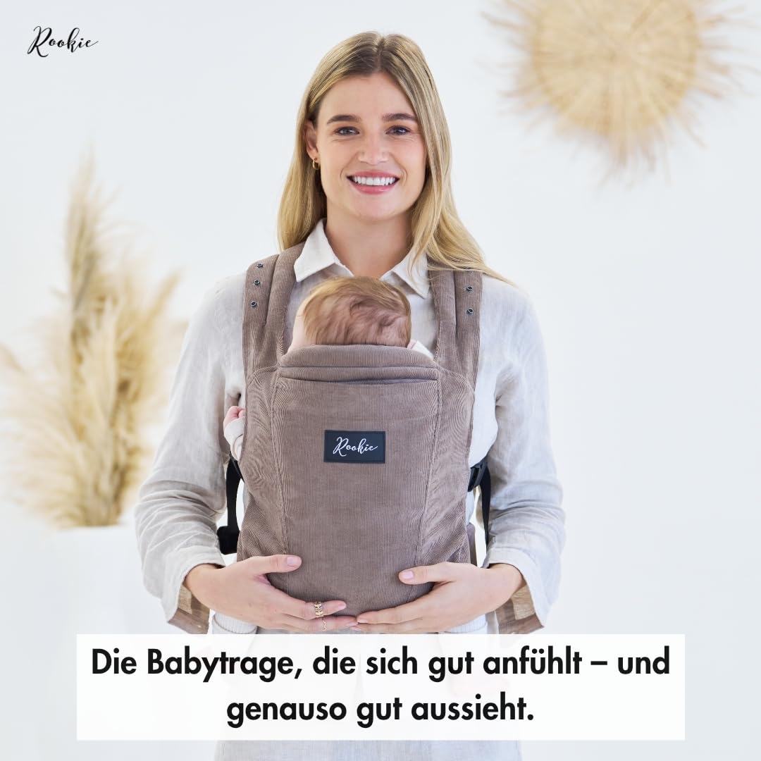 Rookie Babytrage ab Geburt - Ergonomisch, Bequem, Bio-Stoffe - Premium Elite Design - Baby Trage sch
