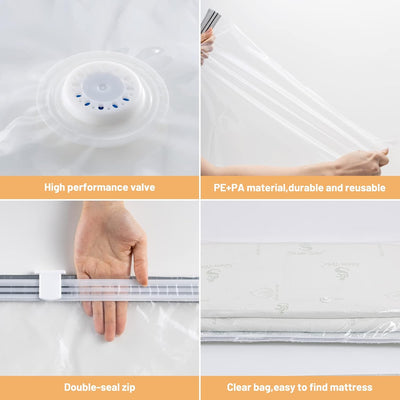 Grosse Vakuum-Aufbewahrungsbeutel für Matratzen, Kleidung, wasserdicht, verschliessbar, wiederverwen