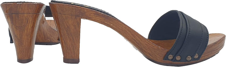 Kiara Shoes Bequemes und leichtes Obermaterial aus Leder für Damen-Clogs – Made in Italy - K5104 P N