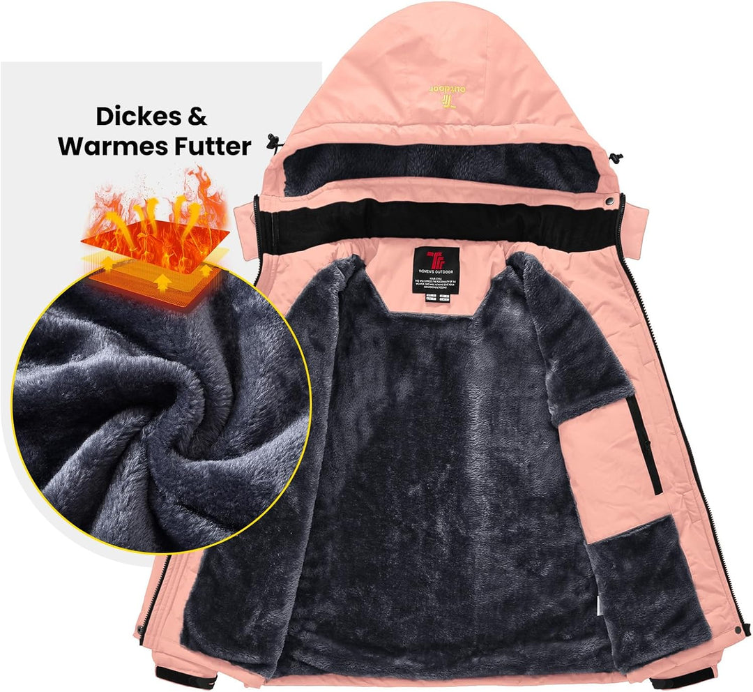 Damen Jacken Fleecejacke Winterjacke Wasserdicht Atmungsaktiv Verdickt Warm Winddicht Softshelljacke