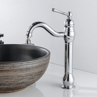 FWZZQ Wasserhahn Bad Hoch Retro, Waschtischarmatur Chrom, 360°Drehbar Armatur Waschbecken, Einhebel