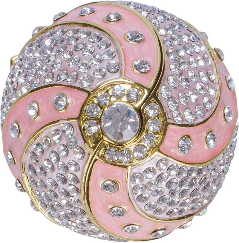 danila-souvenirs Fabergé-Stil verdrehtes Ei mit Korb der Blumen 12 cm rosa