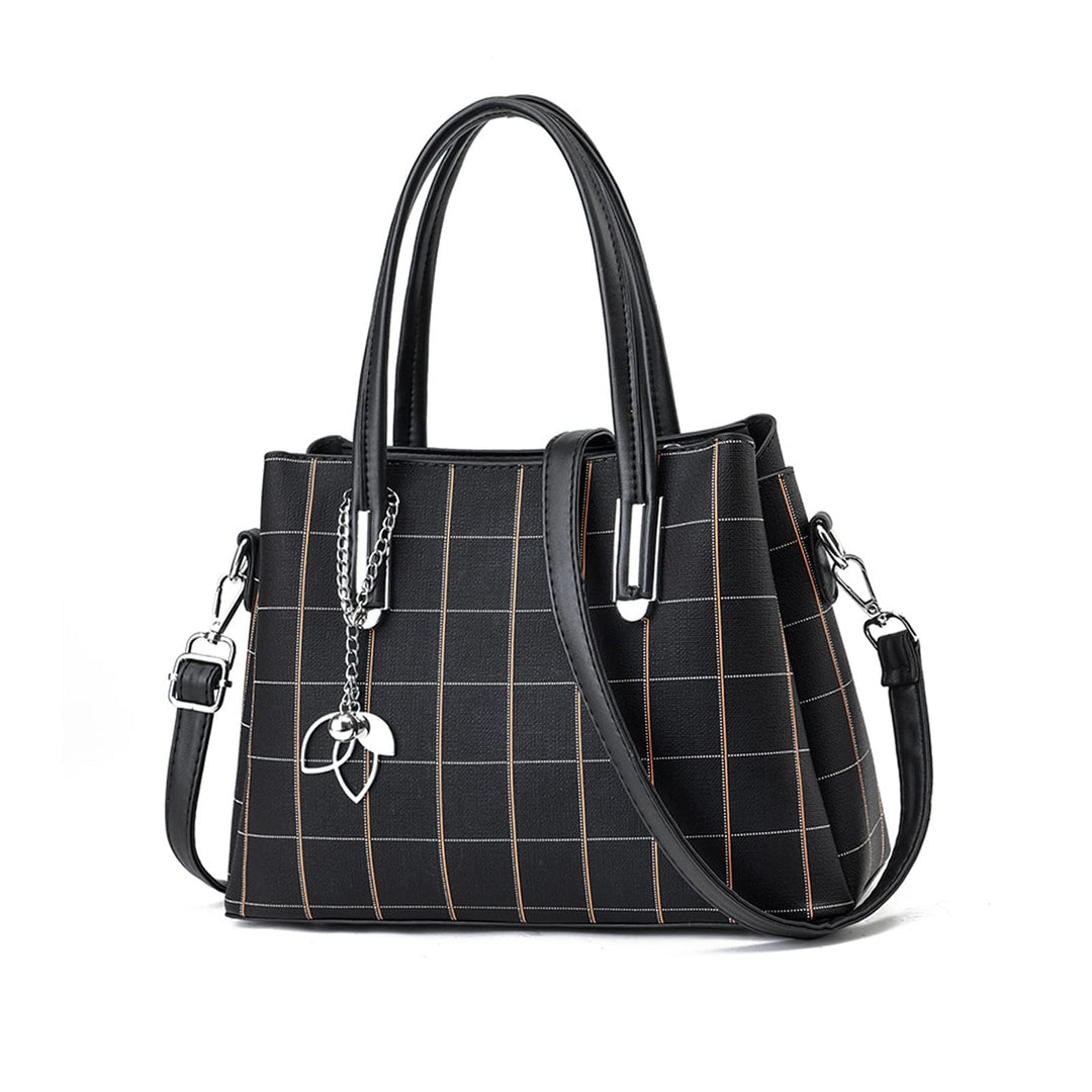 NICOLE & DORIS Damen Handtasche Mittelgross Elegant Handtaschen Karierte Tasche PU Leder Schultertas