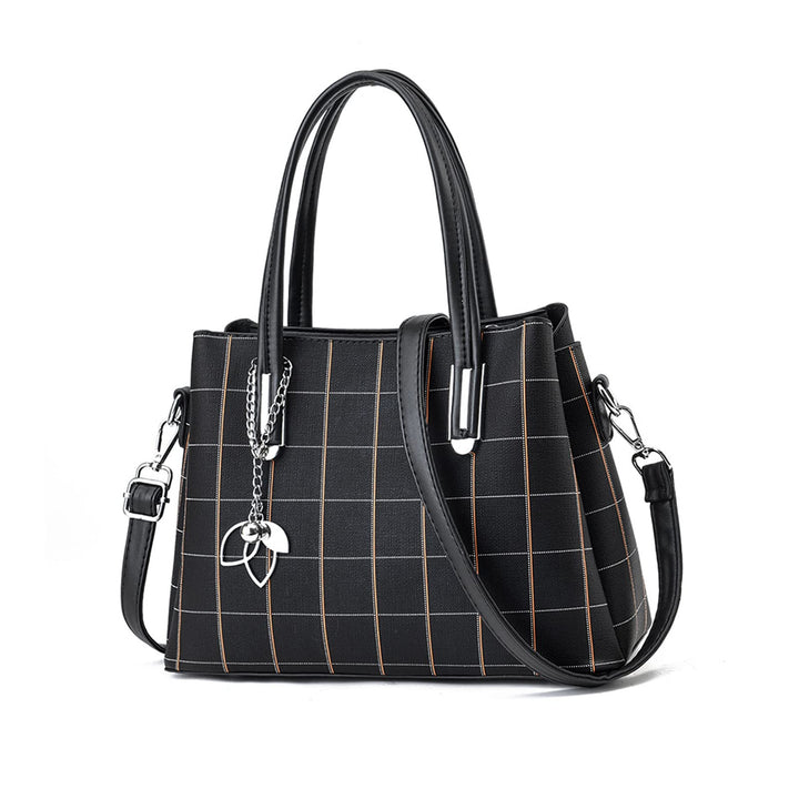 NICOLE & DORIS Damen Handtasche Mittelgross Elegant Handtaschen Karierte Tasche PU Leder Schultertas