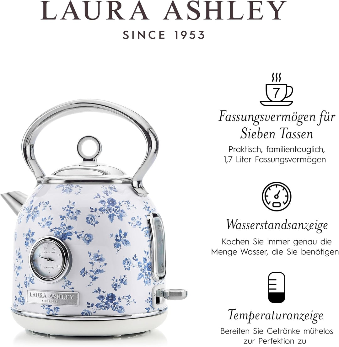 Laura Ashley Toaster und Wasserkocher Set von VQ - 1,7 L Wasserkocher mit Schnellkochfunktion und 4-