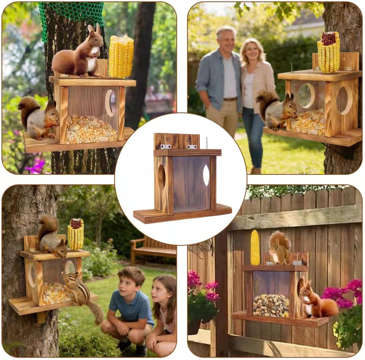Eichhörnchen Futterhaus Wetterfest, Eichhörnchenhaus, Eichhörnchen Futterhaus aus Holz, Futterstatio