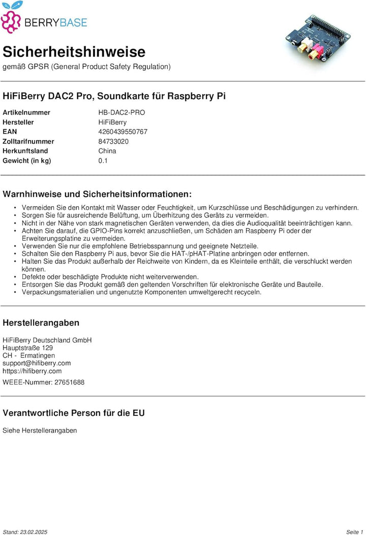 HiFiBerry DAC2 Pro