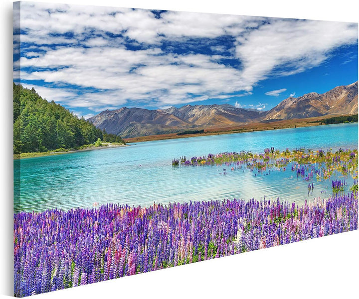islandburner Bild auf Leinwand Tekapo See Neuseeland Bilder Wandbilder Poster Leinwand 100x57cm, Lei