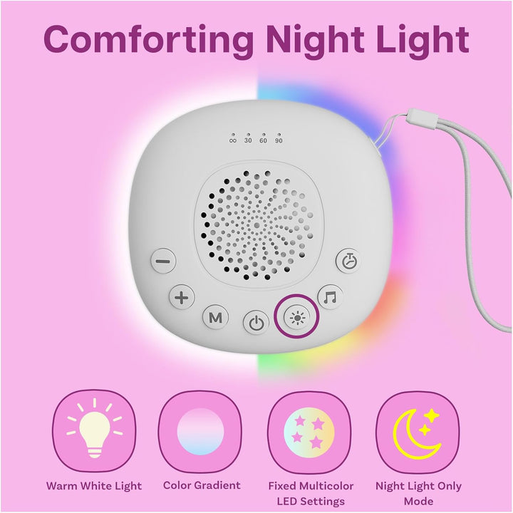 White Noise Machine mit Licht von MMOBIEL – mit 20 beruhigenden Klängen, Timer & USB-C - Kompakte Ei