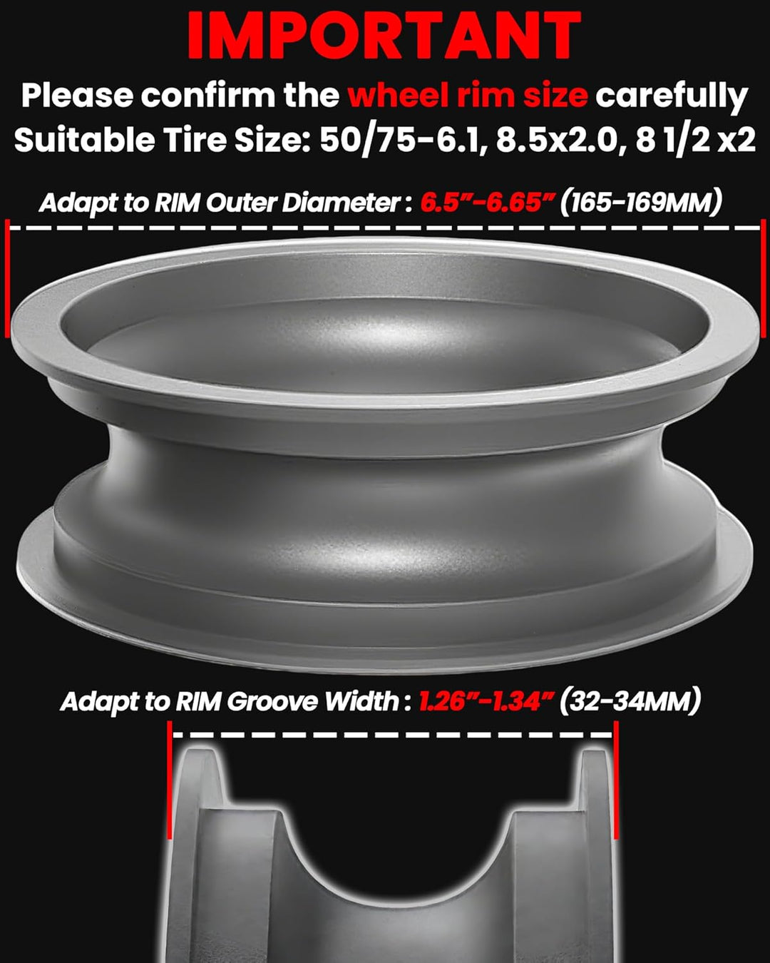 BABEJIA 2PCS E Scooter Reifen 50/75-6.1 Tubeless, Werten Sie Ihr Scooter Auf mit Reifen 8 1/2 x2, Vo
