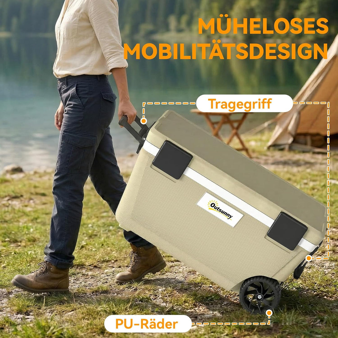 Outsunny Kühlbox 70L Grosse Passive Thermobox bis zu 72 Std. Kühlung, mit PU-Vollschaumisolierung Rä
