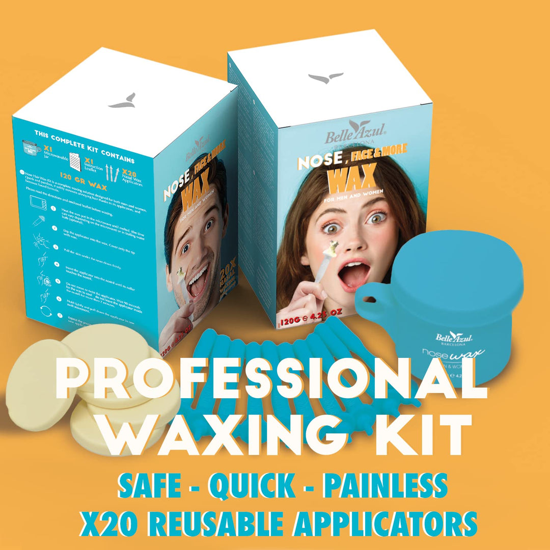 Belle Azul Nasenhaarentfernungs-Set mit Bienenwachs – 120 g + 20 Applikatoren – schnelle und schmerz
