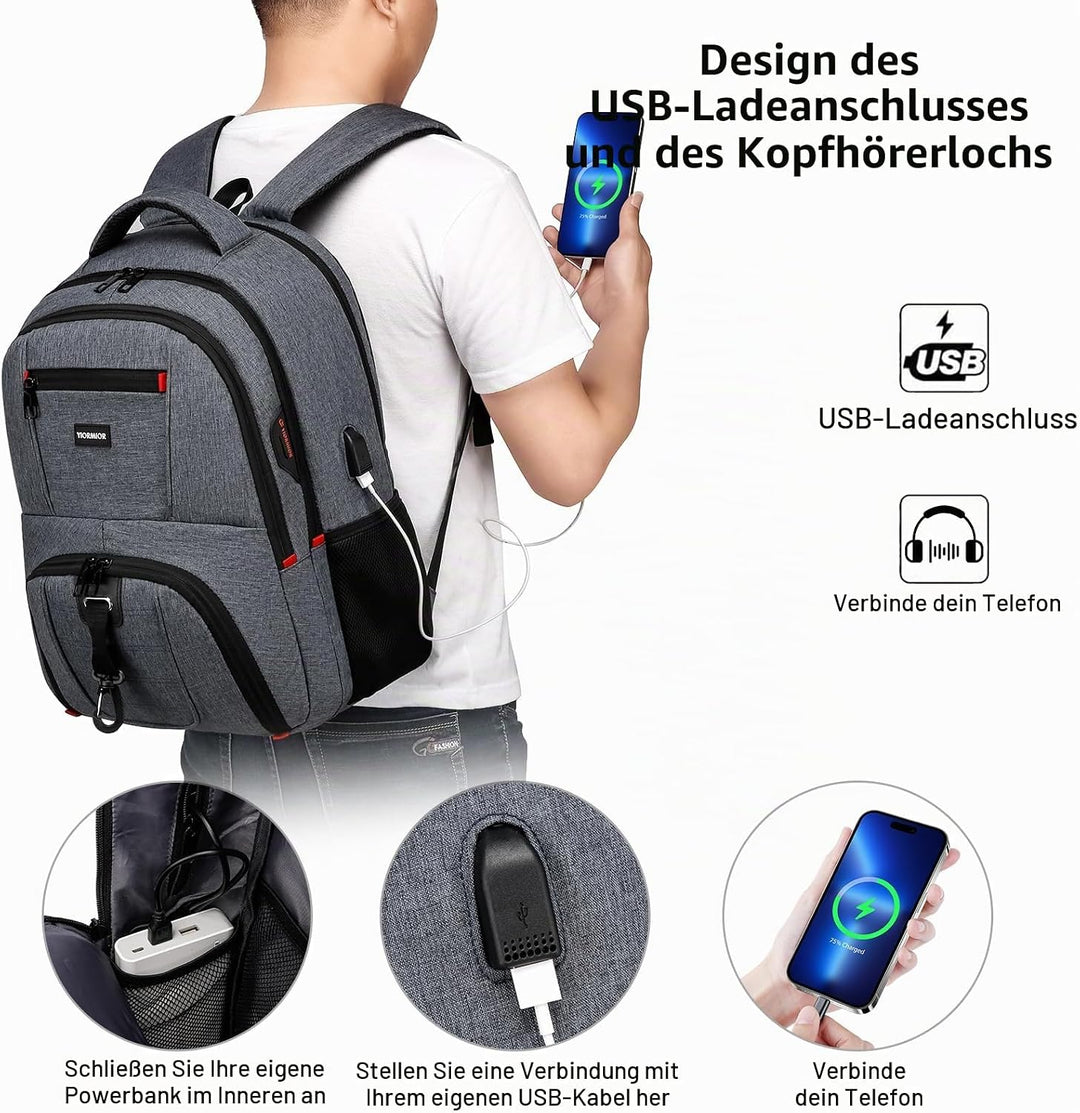 Schulrucksack Jungen Mädchen Teenager Rucksack Herren Damen für 15,6 Zoll Laptop Rucksack Arbeit Was