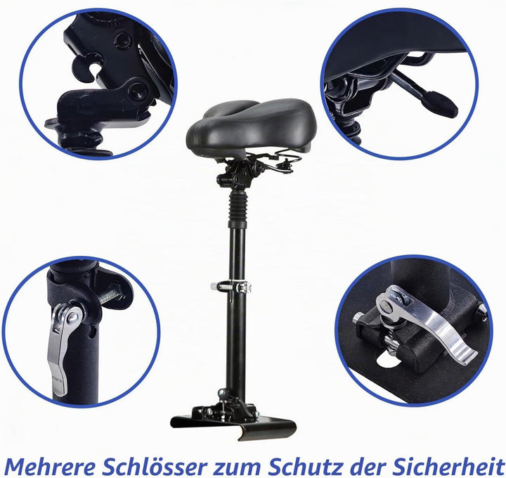 Elektrorollersitz für Erwachsene, E Scooter Sitz für 13cm-17cm, Universal Scootersitz Mit 40-58cm Hö