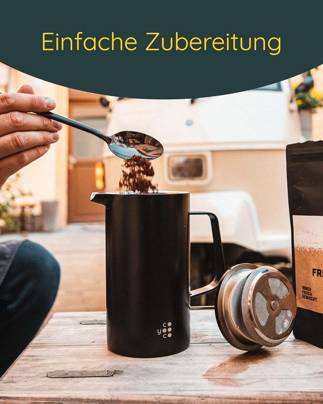 Coyooco ® French Press Edelstahl 800 ml | Für 4 Tassen | In 2 Grössen erhältlich | Leckerer Kaffee f