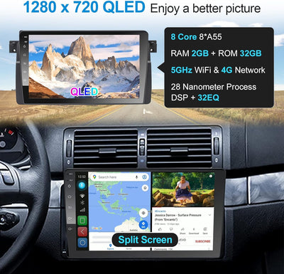 Woibugee Android Autoradio für BMW 3er E46 1999-2005 mit kabellos CarPlay Android Auto, 9 Zoll Andro