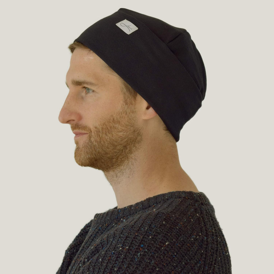 Baumwollmütze schwarz Beanie Made in Germany - Damenmütze & Herrenmütze - Sehr leichte & weiche Somm