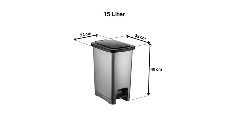 15L Tretmülleimer mit Deckel – Slim Design, BPA-frei – Abfalleimer mit Fusspedal & Beutelhalterung –