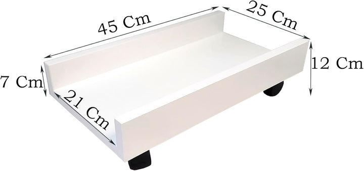 Henor CPU-Computerständer aus Holz mit Rädern 25 x 45 x 12,5 cm CPU-Aufzug mit Rädern Weiss Weiss Rä