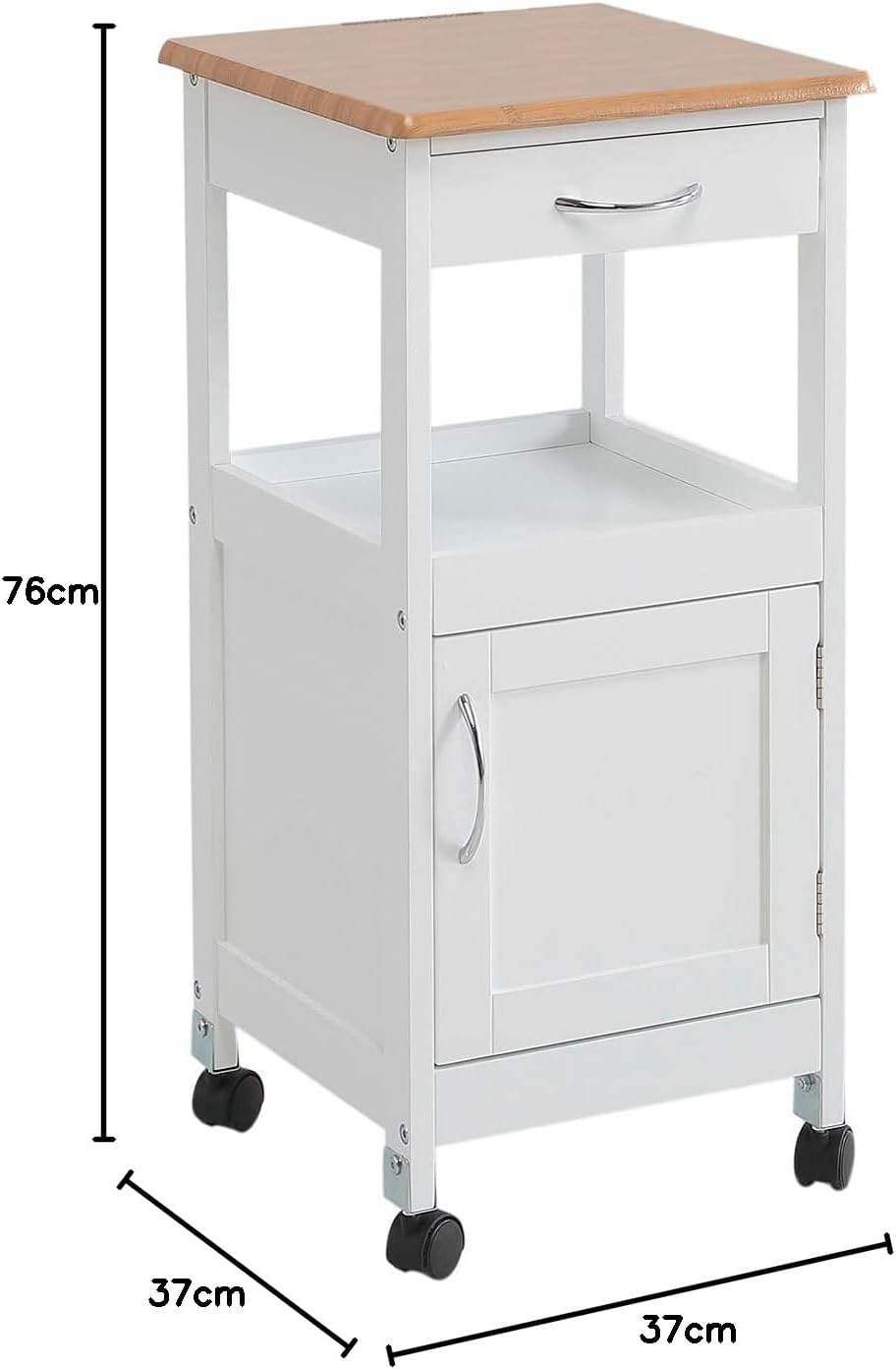 Kit Closet Küchenwagen mit 1 Tür und 1 Schublade, Holz/Weiss, 37 x 37 x 76 Einfaches Holz, Einfaches