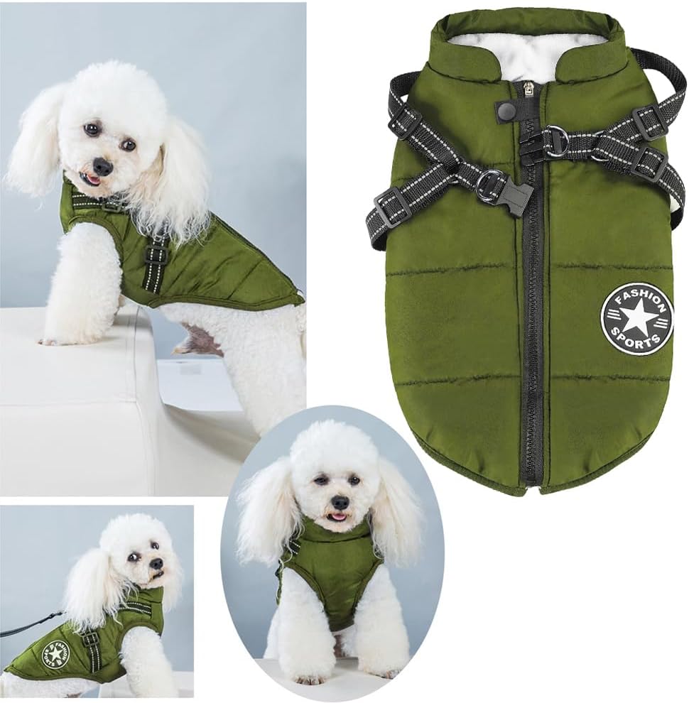 Aiboria Hundejacken für den Winter Winddicht Wasserdicht 2 in 1 Outfit Kaltwettermantel Hundewesteng