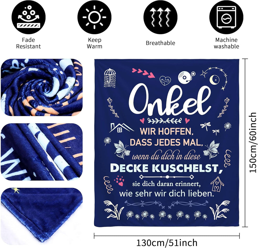 Original Geschenke für Onkel Mann Kuscheldecke Geschenke für Onki Vatertag Weihnachten Neujahrsgesch