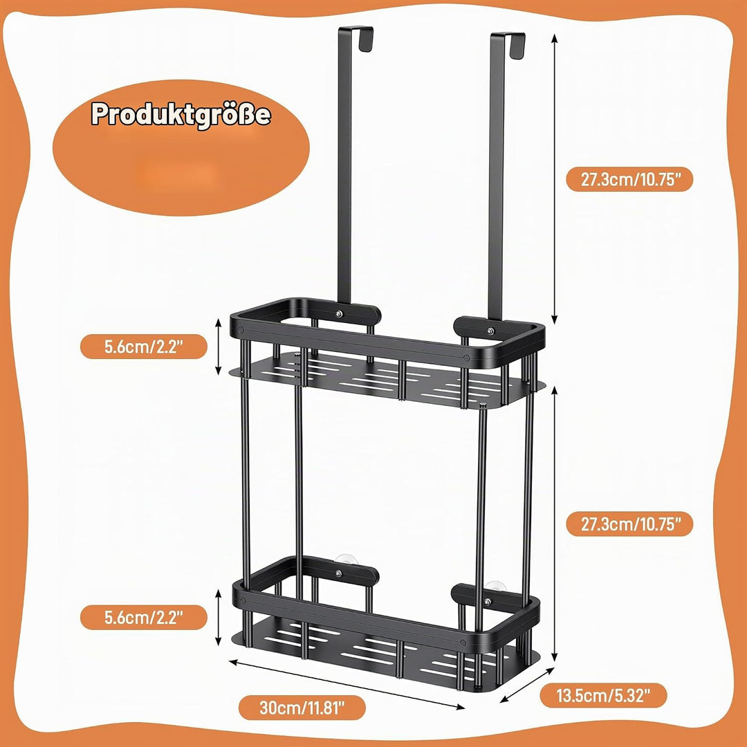 Duschablage zum Hängen, Duschablage Ohne Bohren mit 2 Duschkörben, Duschkorb zum Hängen für Glasdusc
