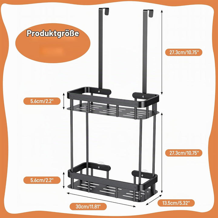 Duschablage zum Hängen, Duschablage Ohne Bohren mit 2 Duschkörben, Duschkorb zum Hängen für Glasdusc