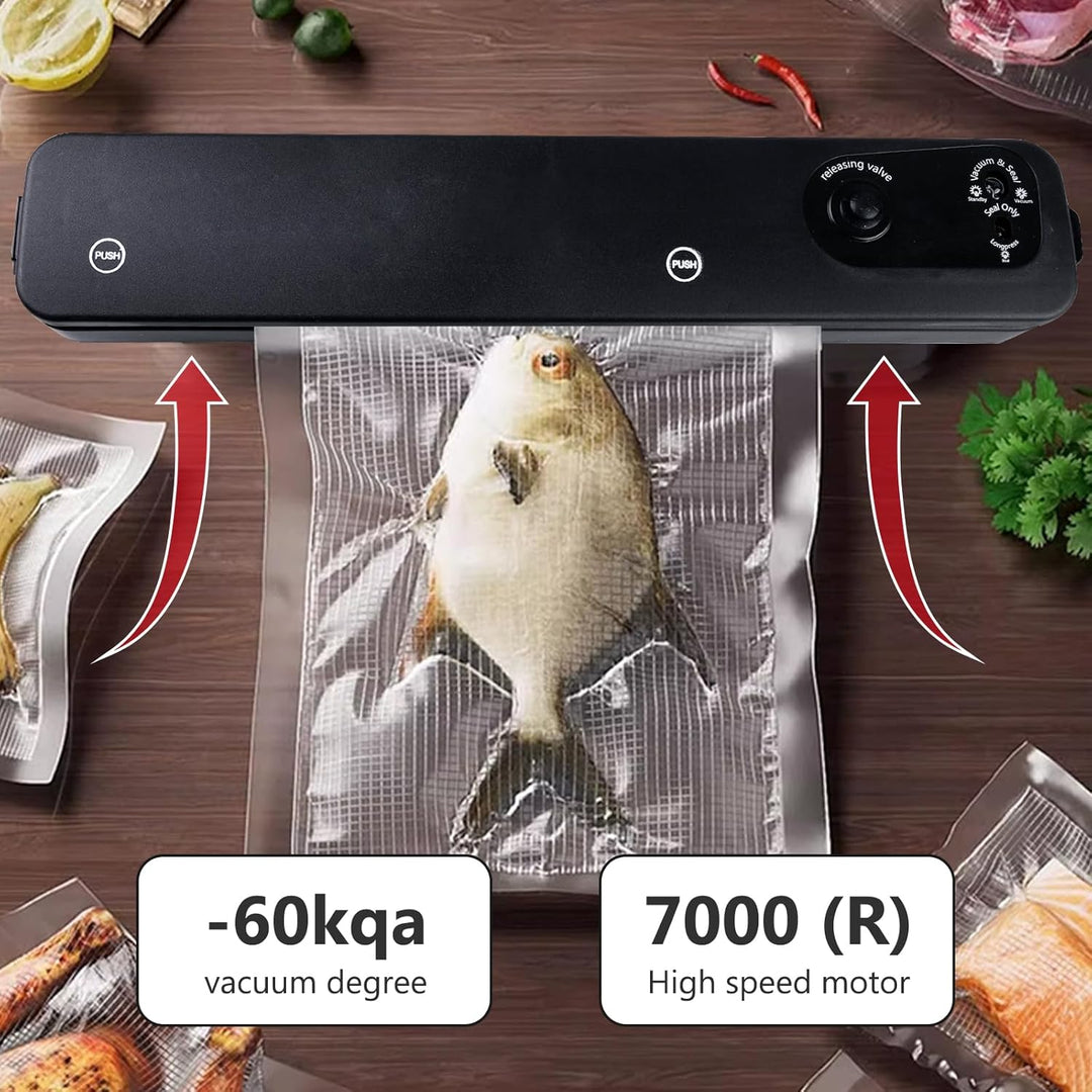 BYZESTY Vakuumiergerät, Vakuumierer, Folienschweissgerät mit 100 Vakuumierbeutel, Vacuum Sealer, Vac