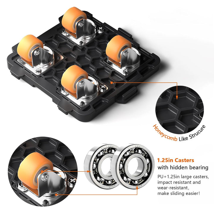 ONEON 4 Pack Möbelroller Schonende Transportrollen aus TPE, 360 Grad drehbar Möbel Transportroller,