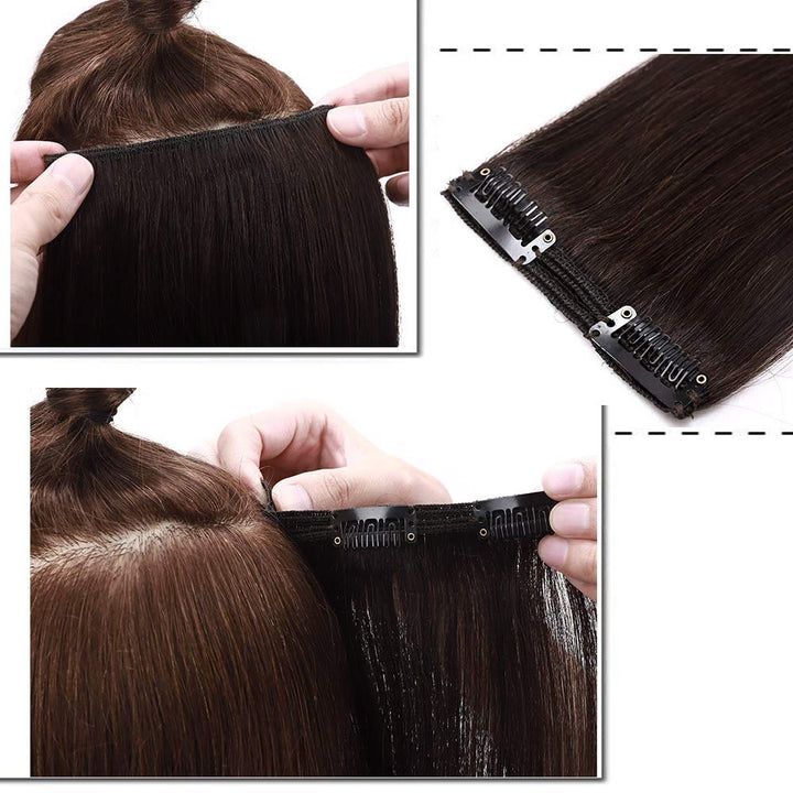 SEGO Clip in Extensions Echthaar 8 Tressen Doppelt Tressen Haarverlängerung 100% Remy Human Haar für
