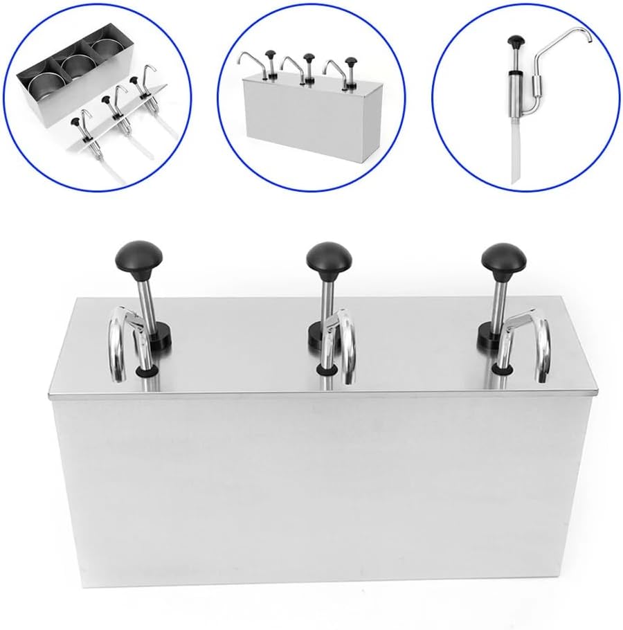 Saucenspender, Sossenspender, Edelstahl, 3 Köpfe, 4 l, Ketchup-Spender, Senfpumpe, schnelle Gastrono