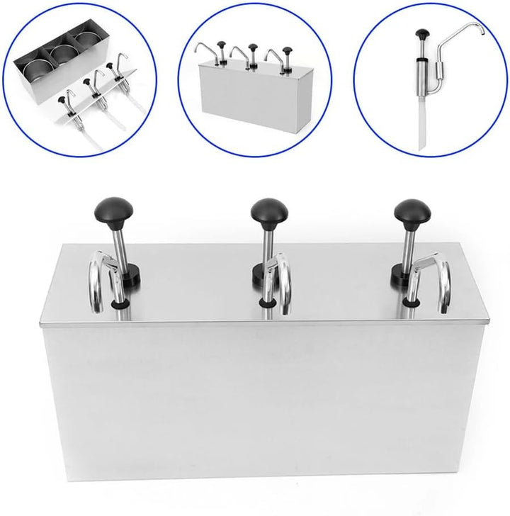 Saucenspender, Sossenspender, Edelstahl, 3 Köpfe, 4 l, Ketchup-Spender, Senfpumpe, schnelle Gastrono