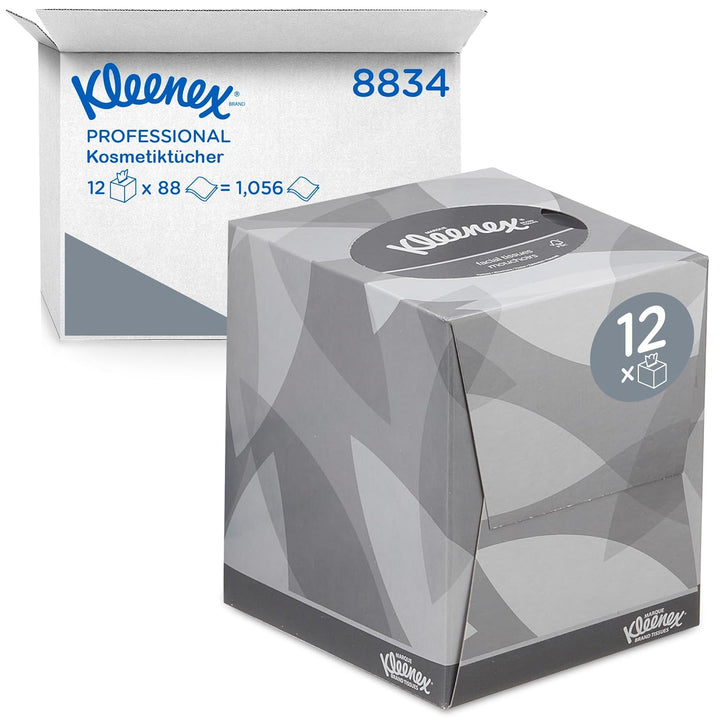 Kleenex Kosmetiktücher / Taschentücher Box 8834 - weich, robust und saugfähig - 12 x 88 (1056 Papier