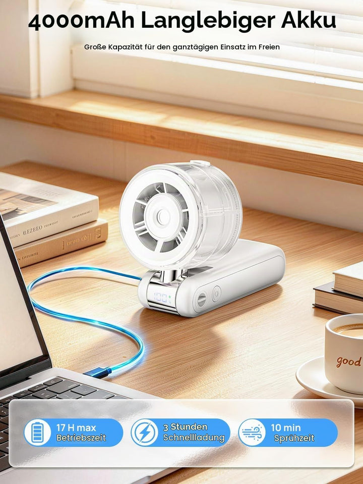 Handventilator mit Sprühnebel,Tragbarer Personal Turbo Ventilator | mit Kühlnebel Spray, 4000mAh Wie