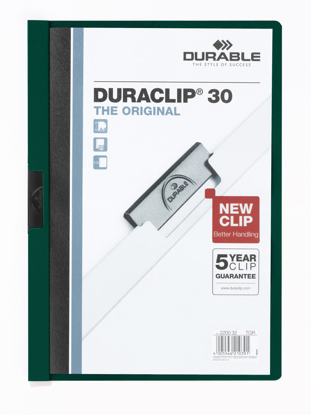 Durable Klemm-Mappe Duraclip Original 30 (für 1-30 Blatt A4), 25 Stück, petrol/dunkelgrün, 220032 pe