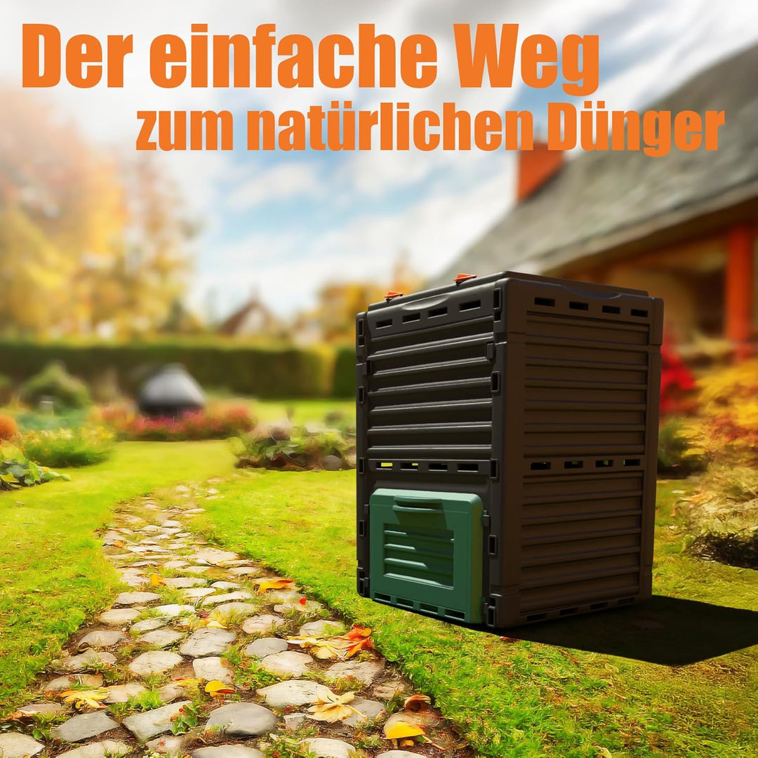 BigDean 2 Stück Komposter Garten 300 Liter – Schnellkomposter aus wetterfestem Kunststoff & Made in