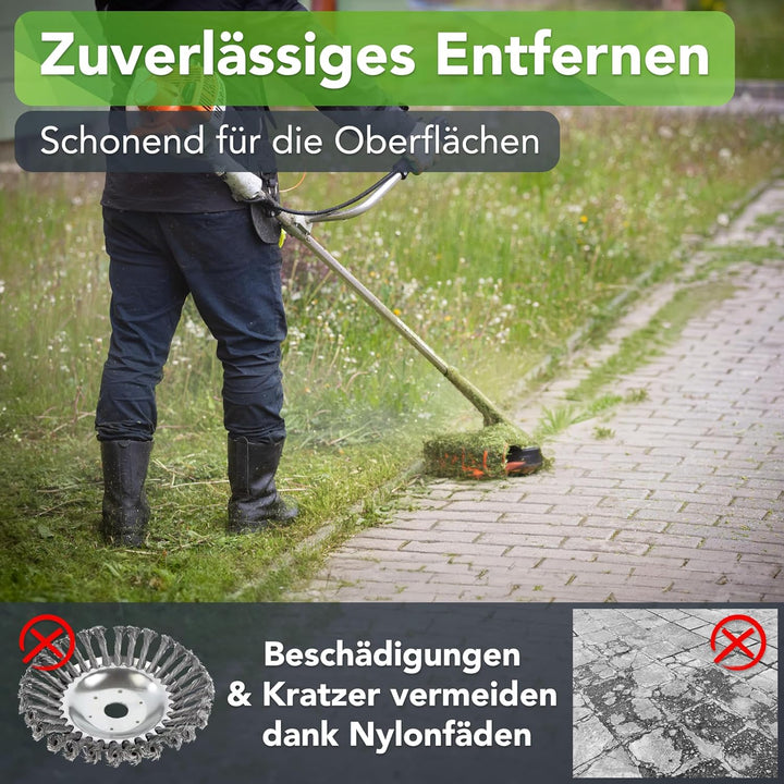 LAAKFELD Unkrautbürste für Freischneider & Motorsense Zubehör inkl. 32 PA 66 Nylonfäden - Schonende