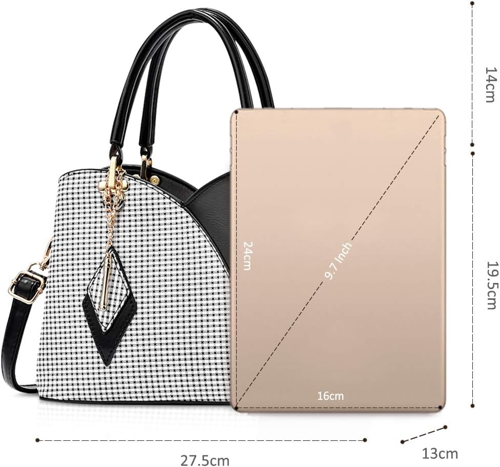 NICOLE & DORIS Elegante Damen Handtasche mit Mehreren Taschen Schultertaschen aus PU-Leder Henkeltas