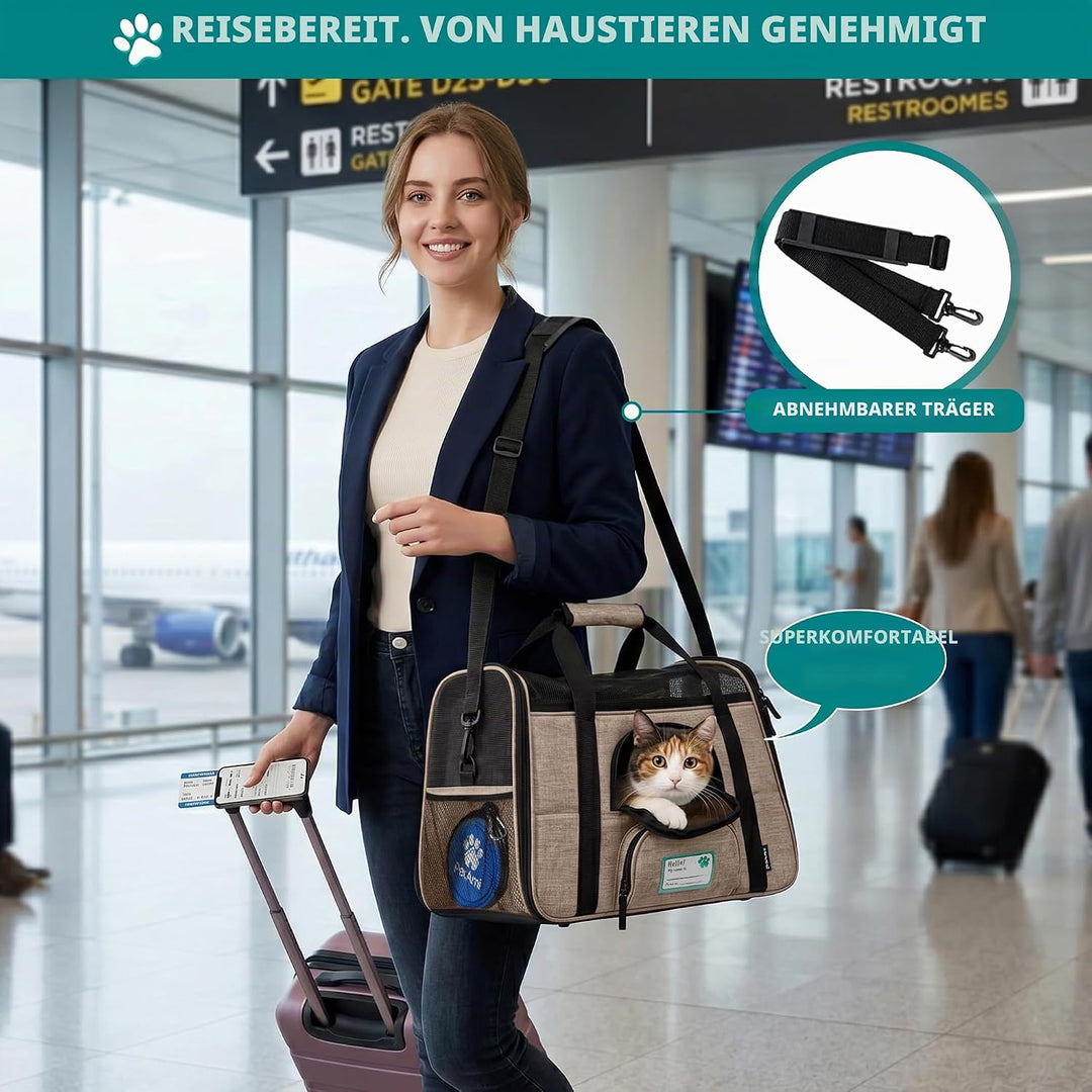 PetAmi Premium Fluggesellschaften zugelassene weiche HaustierReisetasche | belüftetes, komfortables