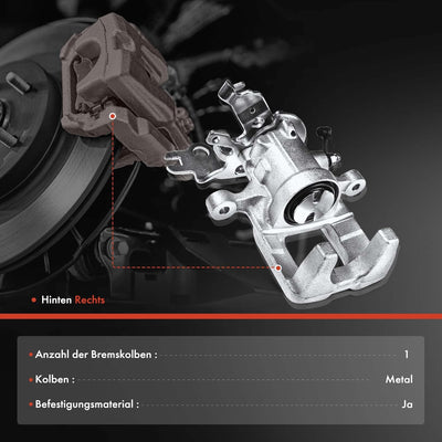 Frankberg Bremssattel Bremszange Hinterachse Rechts Kompatibel mit Caddy III 2C 2K 1.2L-2.0L 2010-20