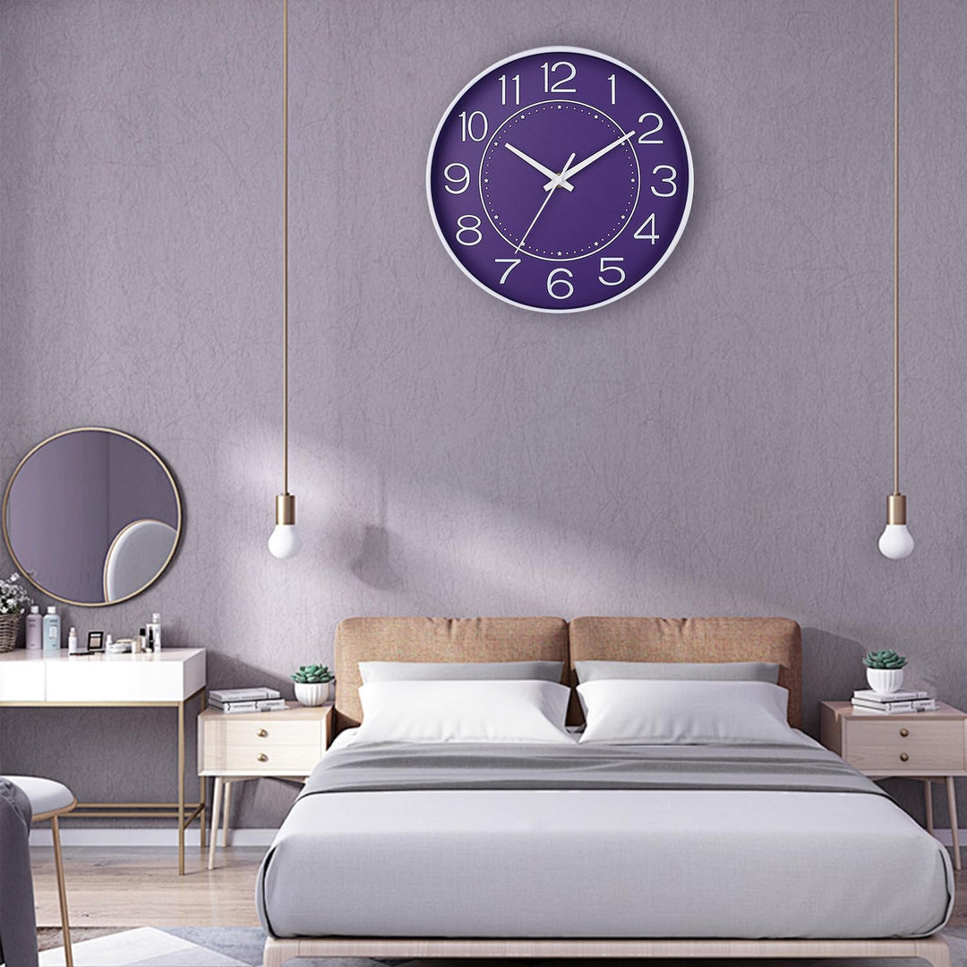 HZDHCLH Funk Wanduhr Geräuschlos Lautlos Nicht Tickend 25 cm Leicht Ablesbare Uhr für Küche, Wohnzim