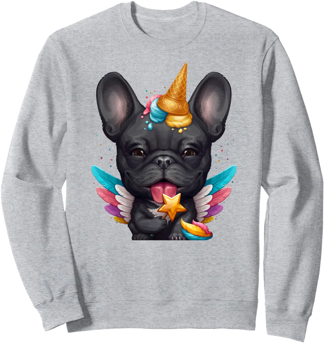 Schwarze französische Bulldogge Einhorn Sweatshirt