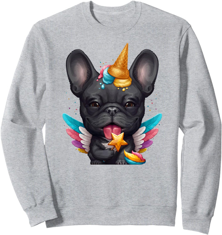 Schwarze französische Bulldogge Einhorn Sweatshirt