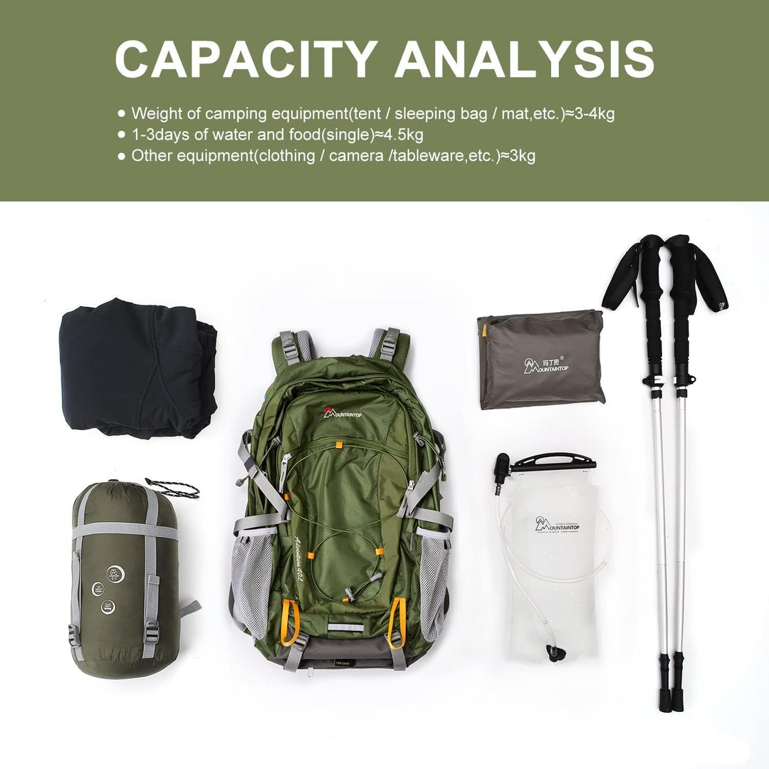 MOUNTAINTOP 40L Wanderrucksack Herren Damen Trekkingrucksack Outdoor Rucksäcke mit Regenhülle für Ca
