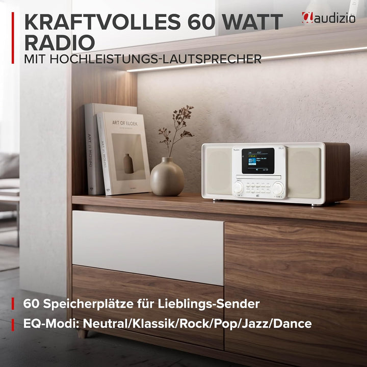 Audizio Palmi - DAB Radio mit CD Player - 60 Watt Stereoanlage mit Bluetooth 5.0, USB &amp; Equalizer, W